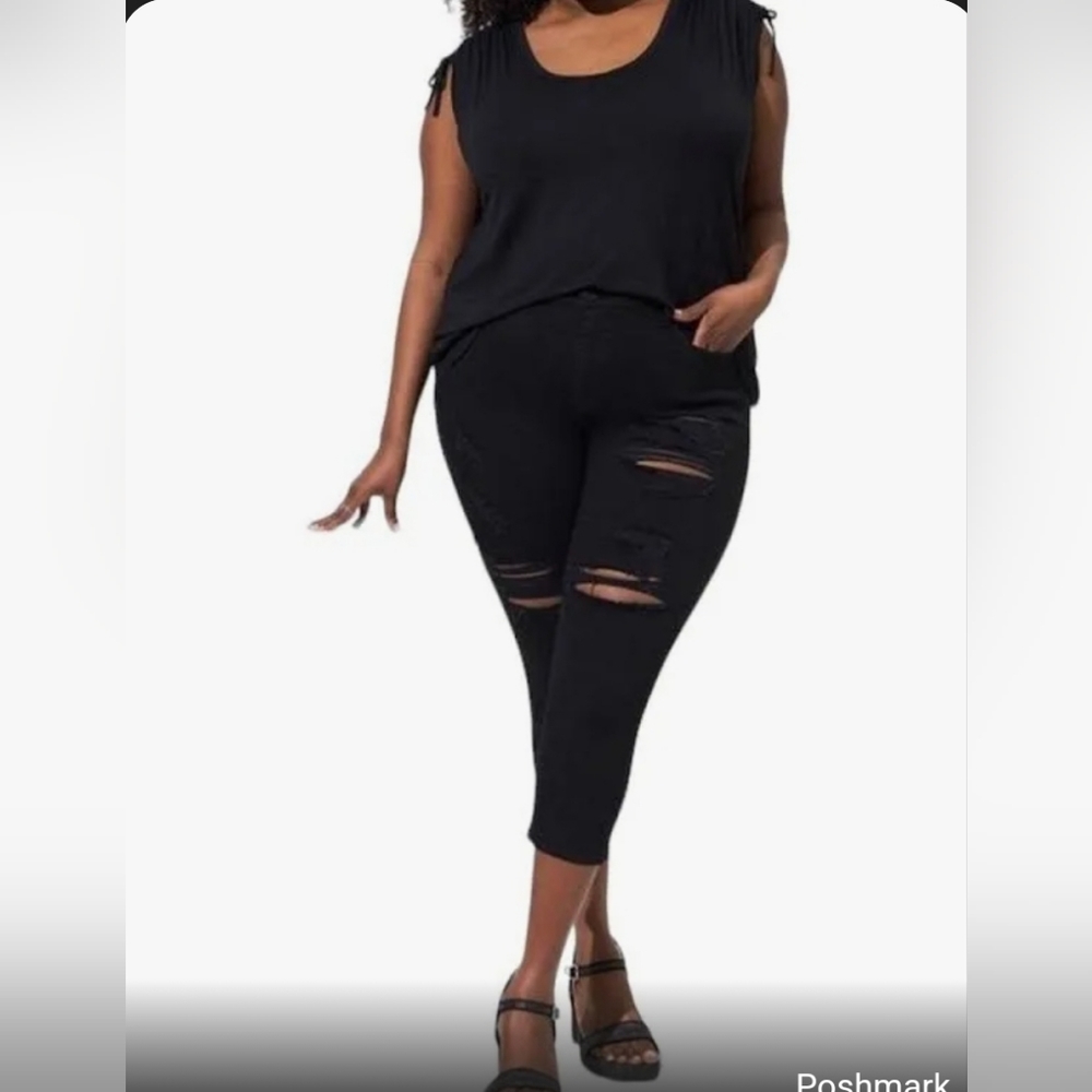 Torrid Black Sky High Skinny Stretch Ankle Cropped Jeans 16